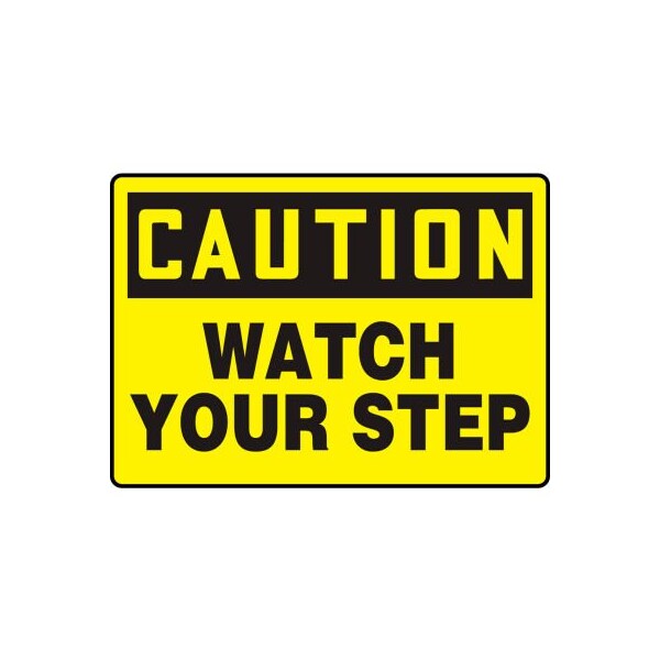 Accuform Accuform Caution Sign, Watch Your Step, 10inW x 7inH, Adhesive Vinyl MSTF645VS - main